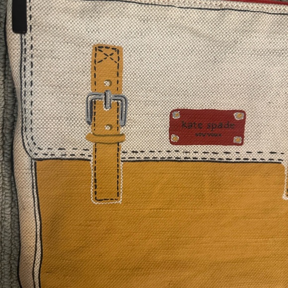 Kate Spade Canvas School Satchel Print Pouch – Large Zip Bag - Picture 6 of 10